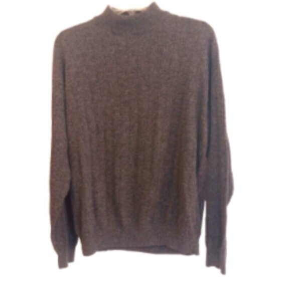 Men's Sweater Size Large Charcoal Gray  Pullover Mock Neck Ribbed - Picture 1 of 12